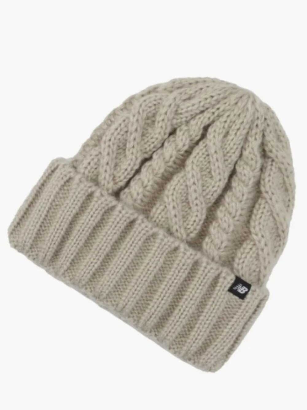 Tag Cable Knit Beanie New Balance Stoneware color NWT